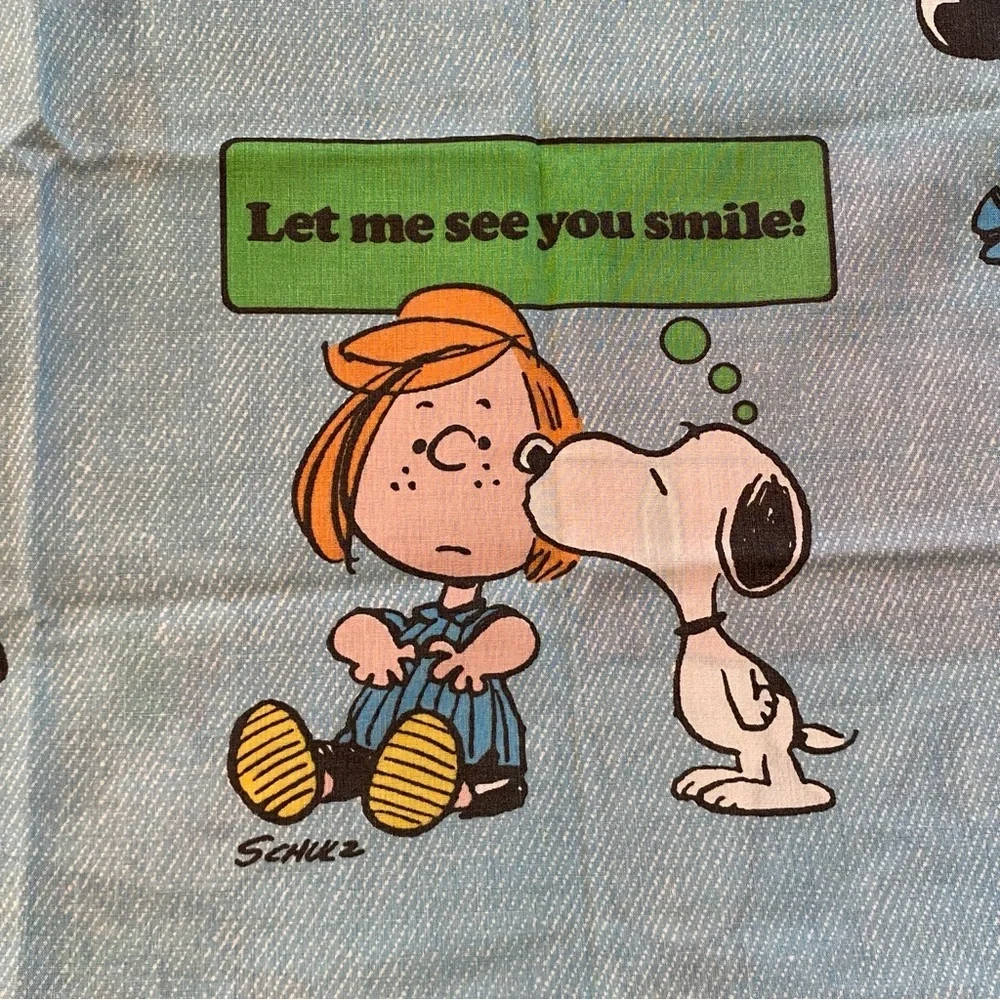 Vtg Peanuts Charlie Brown Snoopy Twin Flat Sheet & Pillow Case Colorful Quotes